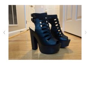 Black platform high heel sandals